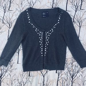American Eagle Gray Embellished Cardigan Size L